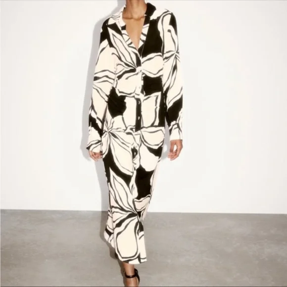 Zara black and white floral dress - Picture 4 of 10